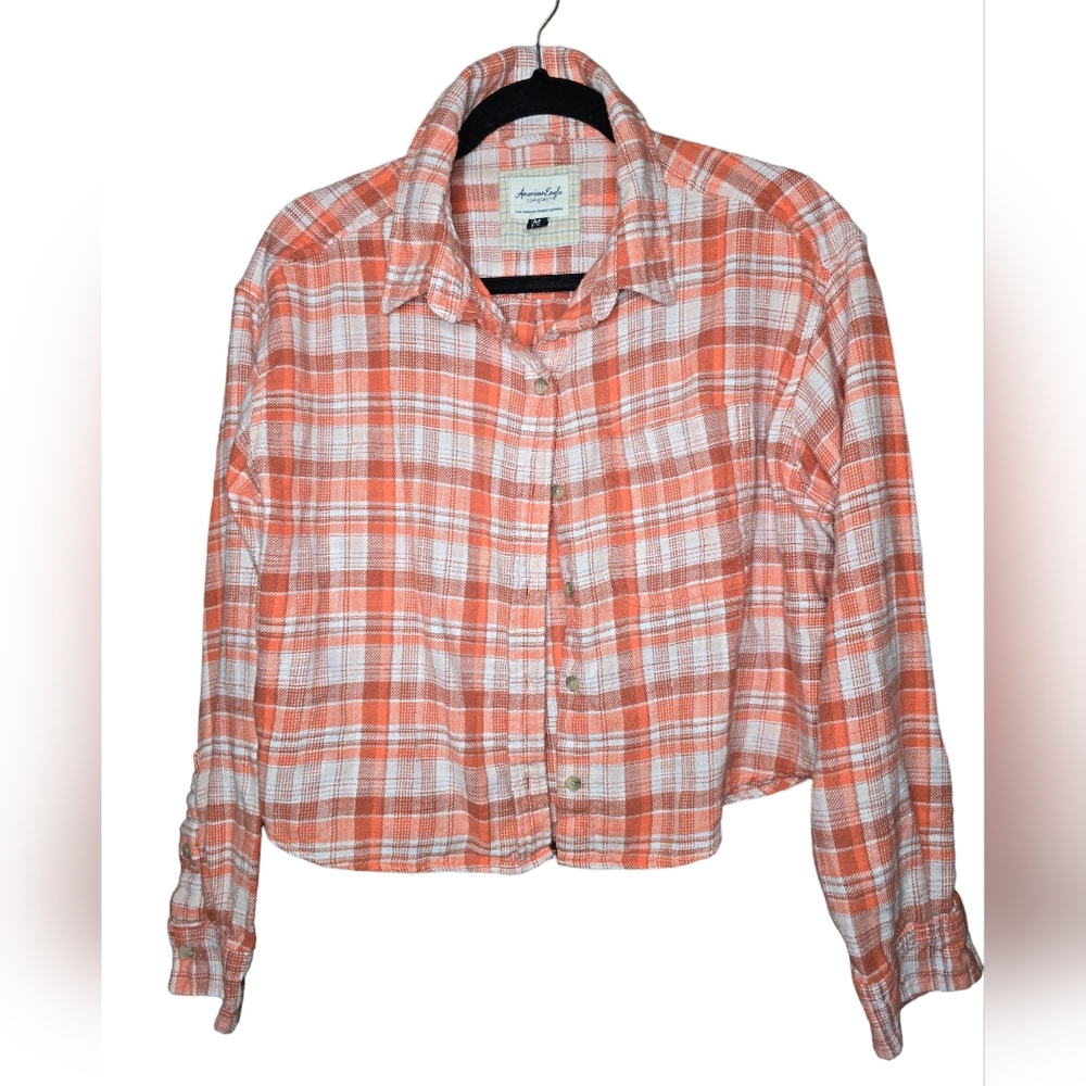 American Eagle Short Plaid Botton Down Jacket M